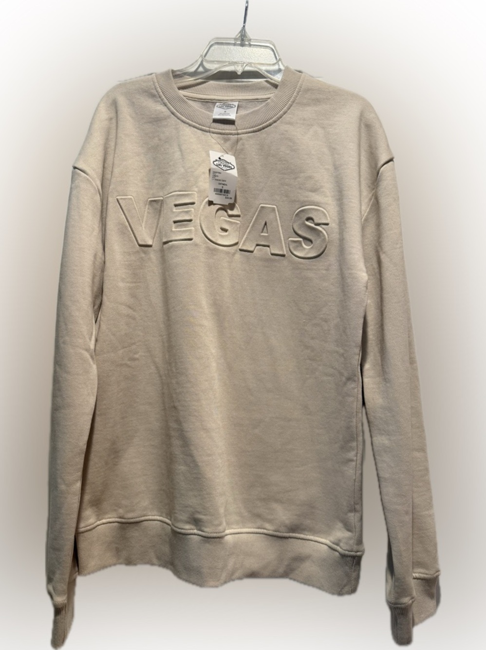 Welcome to Vegas “Vegas” cream monochromatic sweatshirt S NWT